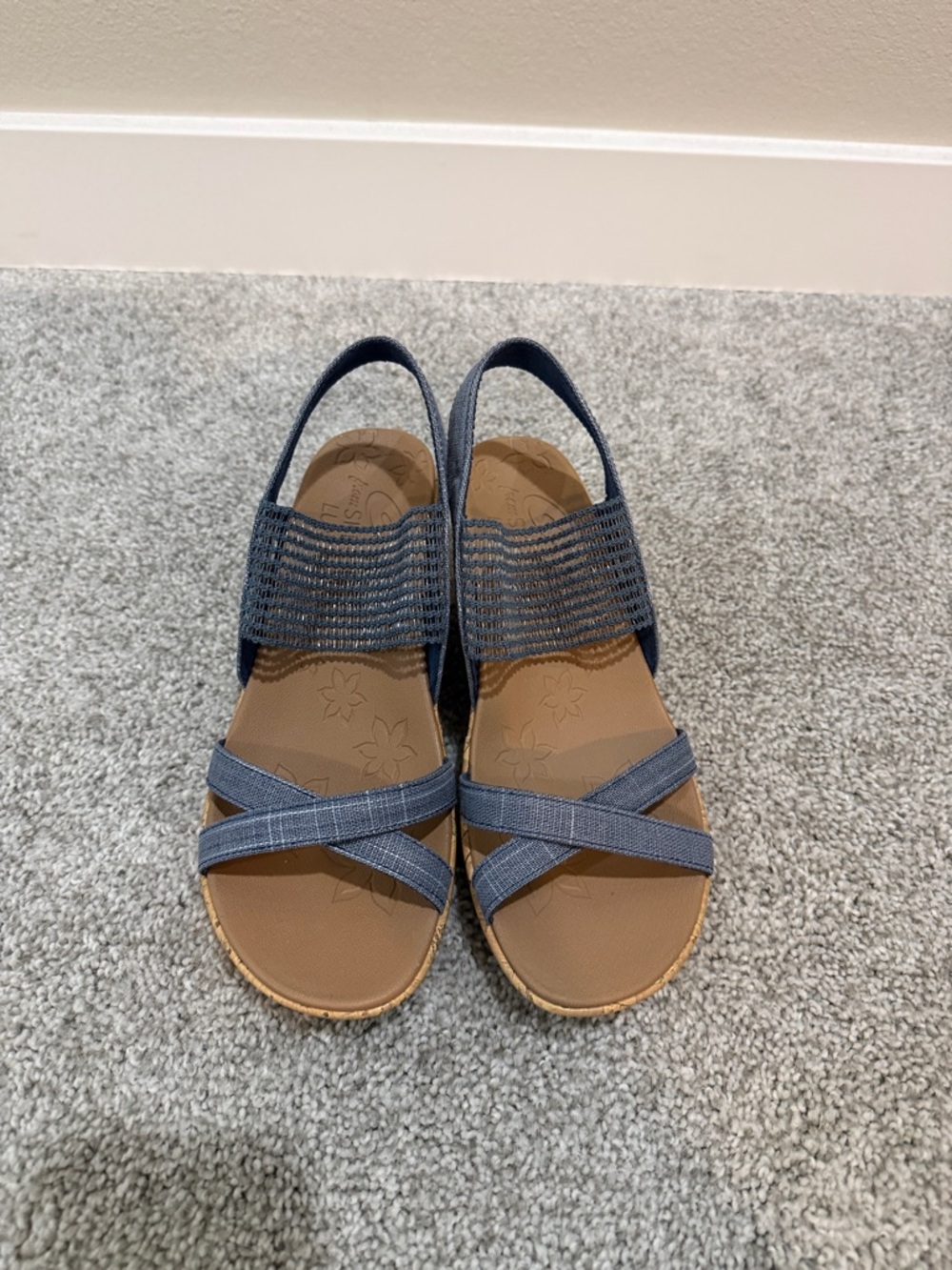 New Skechers Women's Navy Elastic Strap Slingback Sandals